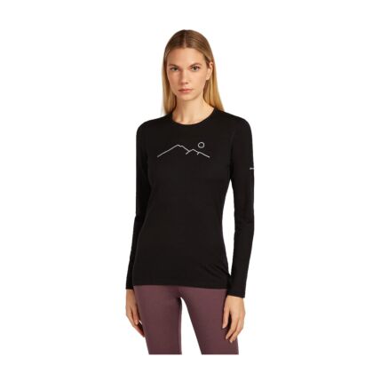 Bluza Femei Icebreaker 200 Oasis Ls Crewe Rainer Ridg Black