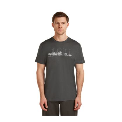 himalaya.ro - Tricou Barbati Icebreaker Merino 150 Tech Lite Short Sleeve Tee The Peaks Black - main