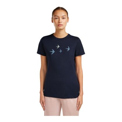 Tricou Femei Icebreaker 150 Tech Lite Bird Transit Bleumarin
